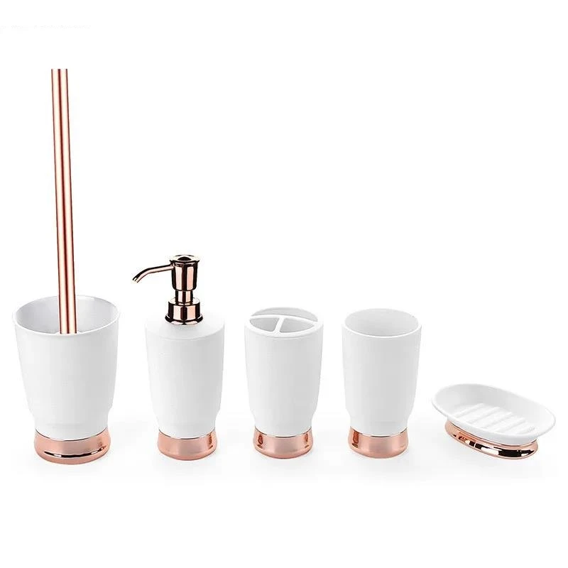 Light Luxury Bathroom Five-piece Resin Soap Dispenser and Mouthwash Cup Set Toilet Brush Nordic Home Toiletry