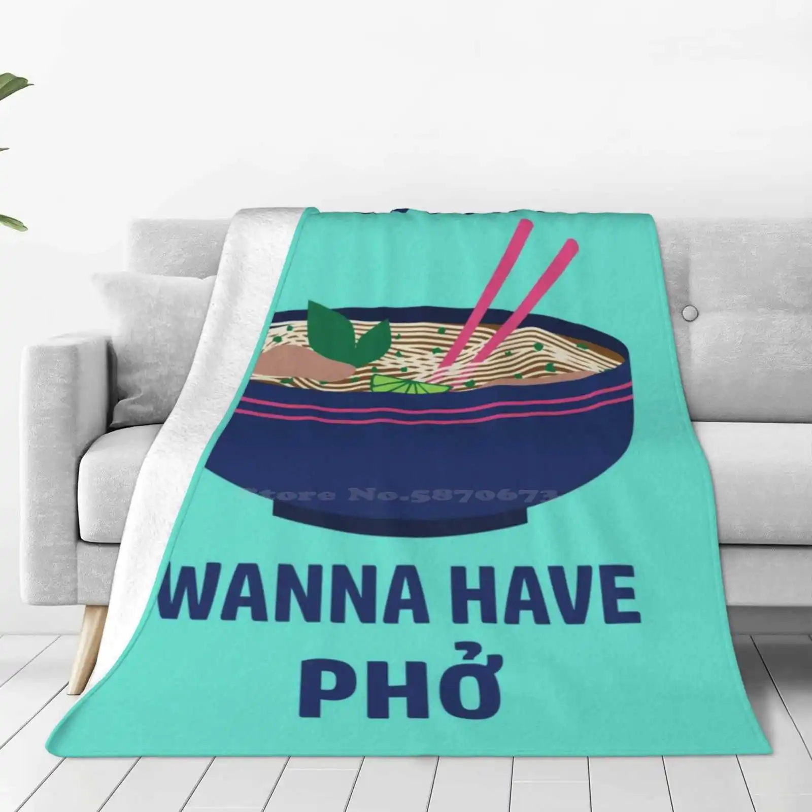 Girls Just Wanna Have Pho New Selling Custom Print Flannel Soft Blanket Pho Food Funny Geeky Girlie Puns Punny 80S Vietnamese