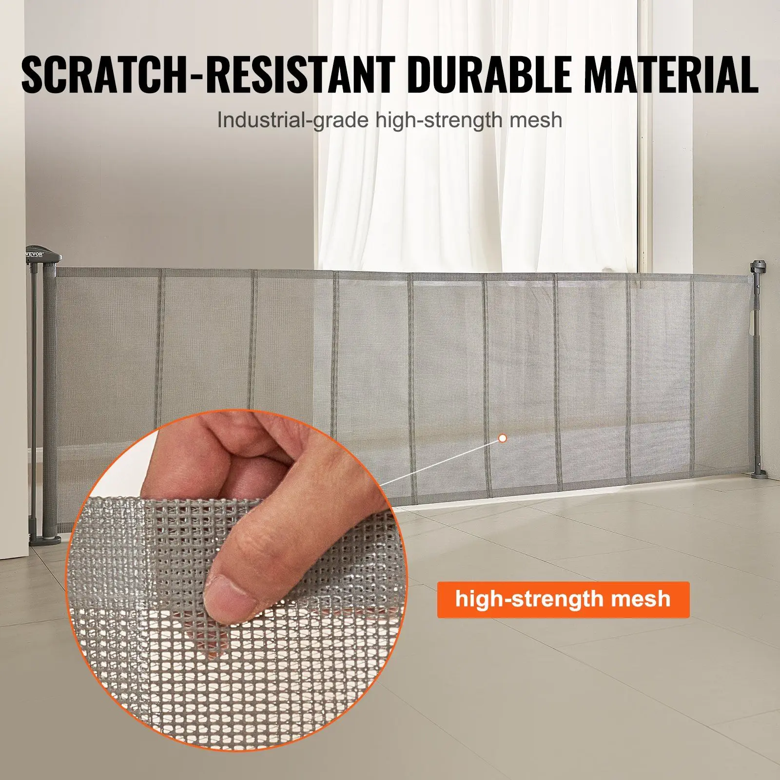 Retractable Baby Gate, 34.2" Tall Mesh Baby Gate, Extends up to 116.1" Wide Retractable Gate for Kids or Pets, Retractable Dog