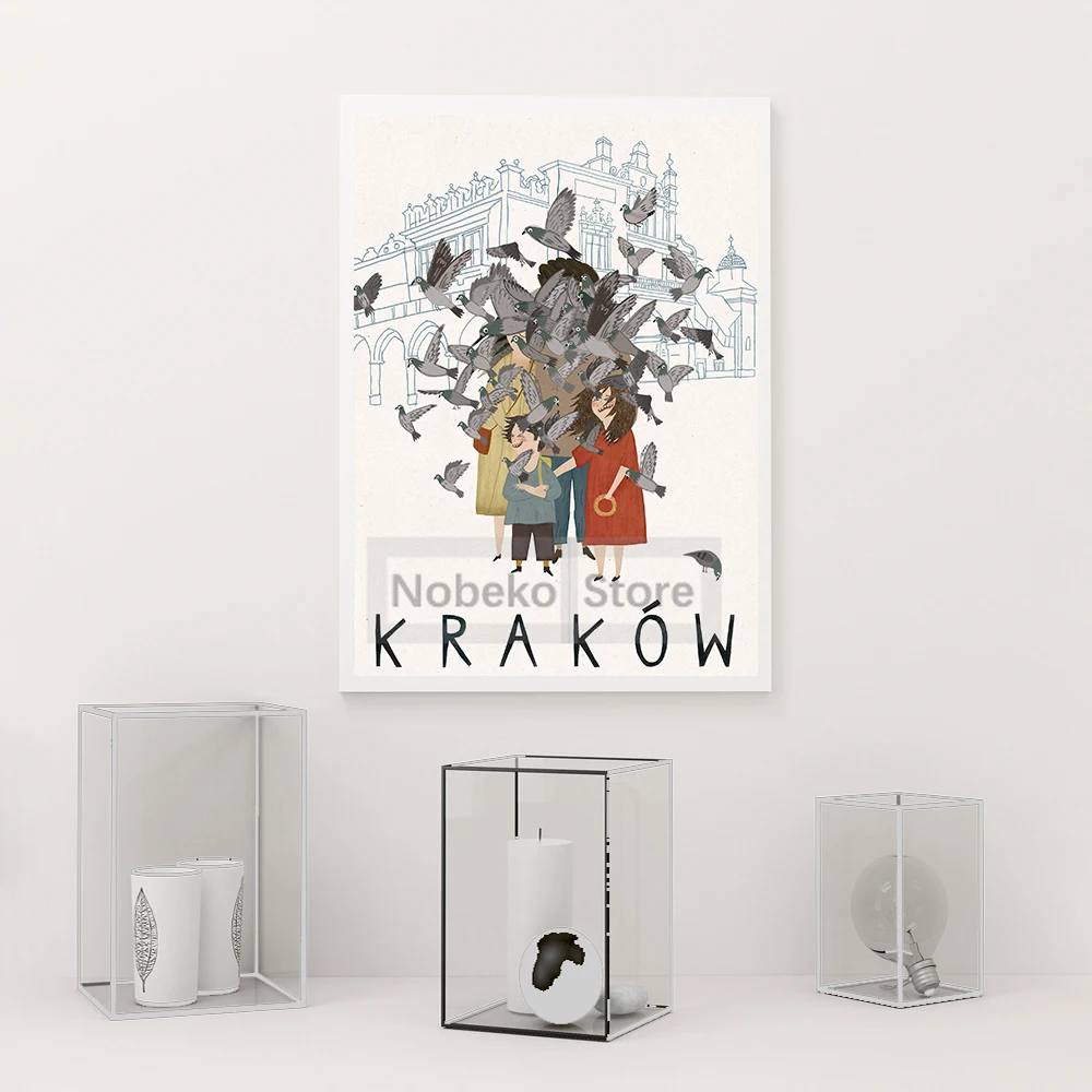 Poland Travel Poster Cracow Polska Kraków Polish Prints Canvas Painting Wall Art Pictures Home Living Room Boho Decoration