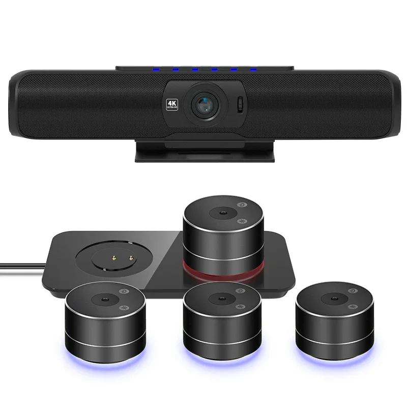 8 Megapixel ePTZ Camera 4K 3X Zoom Webcam with 3/4 Expansion Microphone 2.4G Wireless Audio Video Conferencing System Webex Zoom