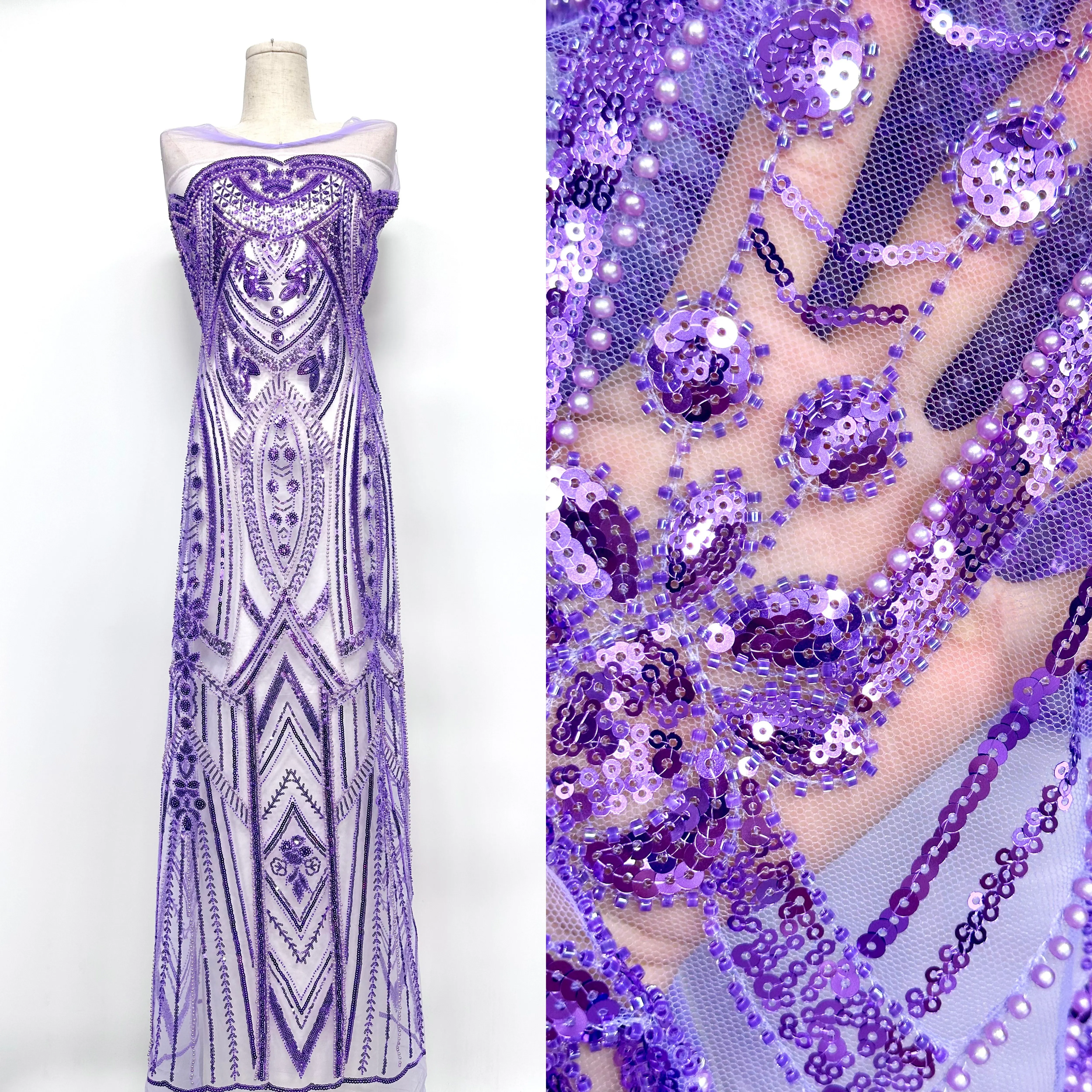 

2026 Luxury Sequin Beaded Embroidery Fabric for Wedding French Tulle Lace Groom African Bridal Party