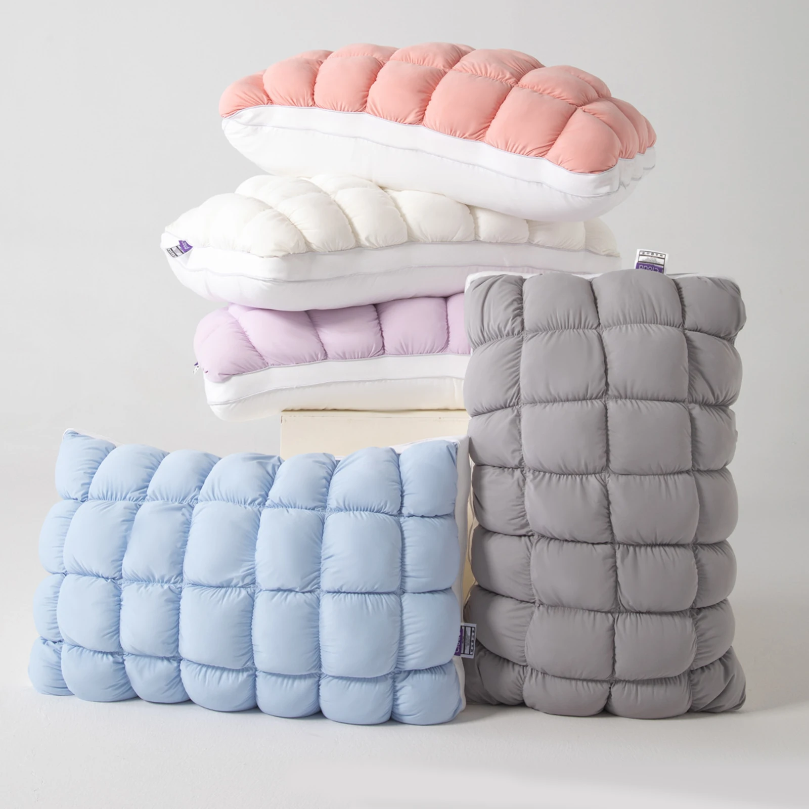 Puff Cooling Pillow Bread Shape High Resilience Fiber Fill Cervical Neck Support Side Sleeper