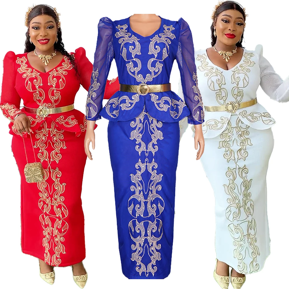 

Африканская одежда, комплект платьев, топ с длинными рукавами, бюстье, юбка, платья, свадебное платье больших размеров, вечерняя вечеринка, элегантный мусульманский костюм, костюм
