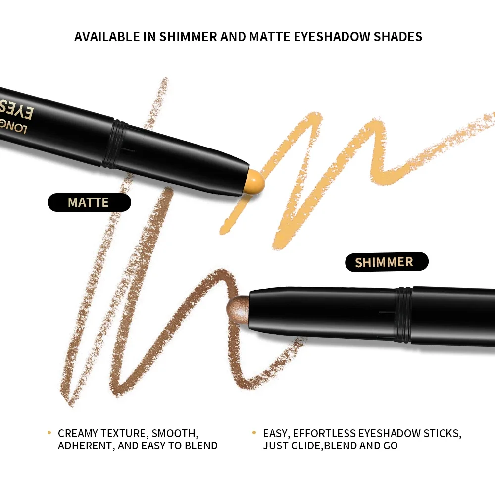 10-Farben-Lidschattenstift, schimmernd und matt, wasserfest, metallischer Glitzer-Lidschatten, Textmarker, Bleistift, Lidschatten, Kosmetik