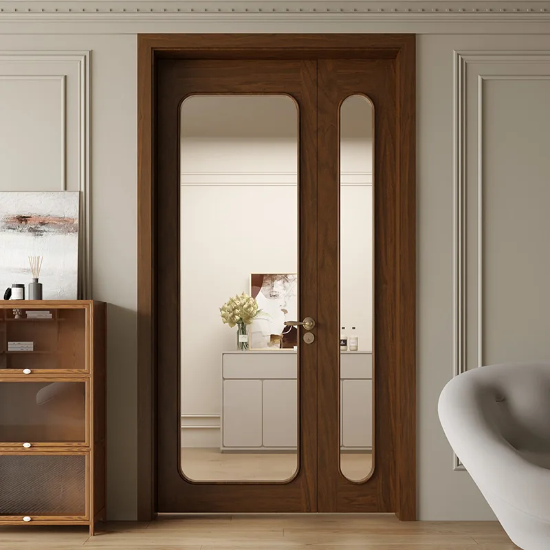 Nuovo legna cinese vento vernice in legno massello porta della camera da letto porta della camera da letto in noce nera doppia porta aperta per madre e bambino