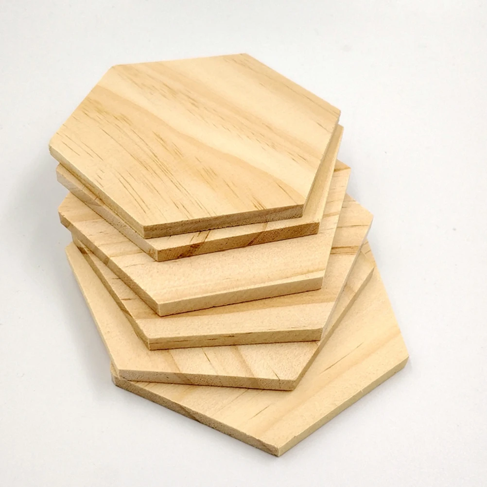 

Wood Slices Decorative Hexagon Shaped Natural Wood Unfinished Smooth Surface DIY Craft Project Party Wall Decoration