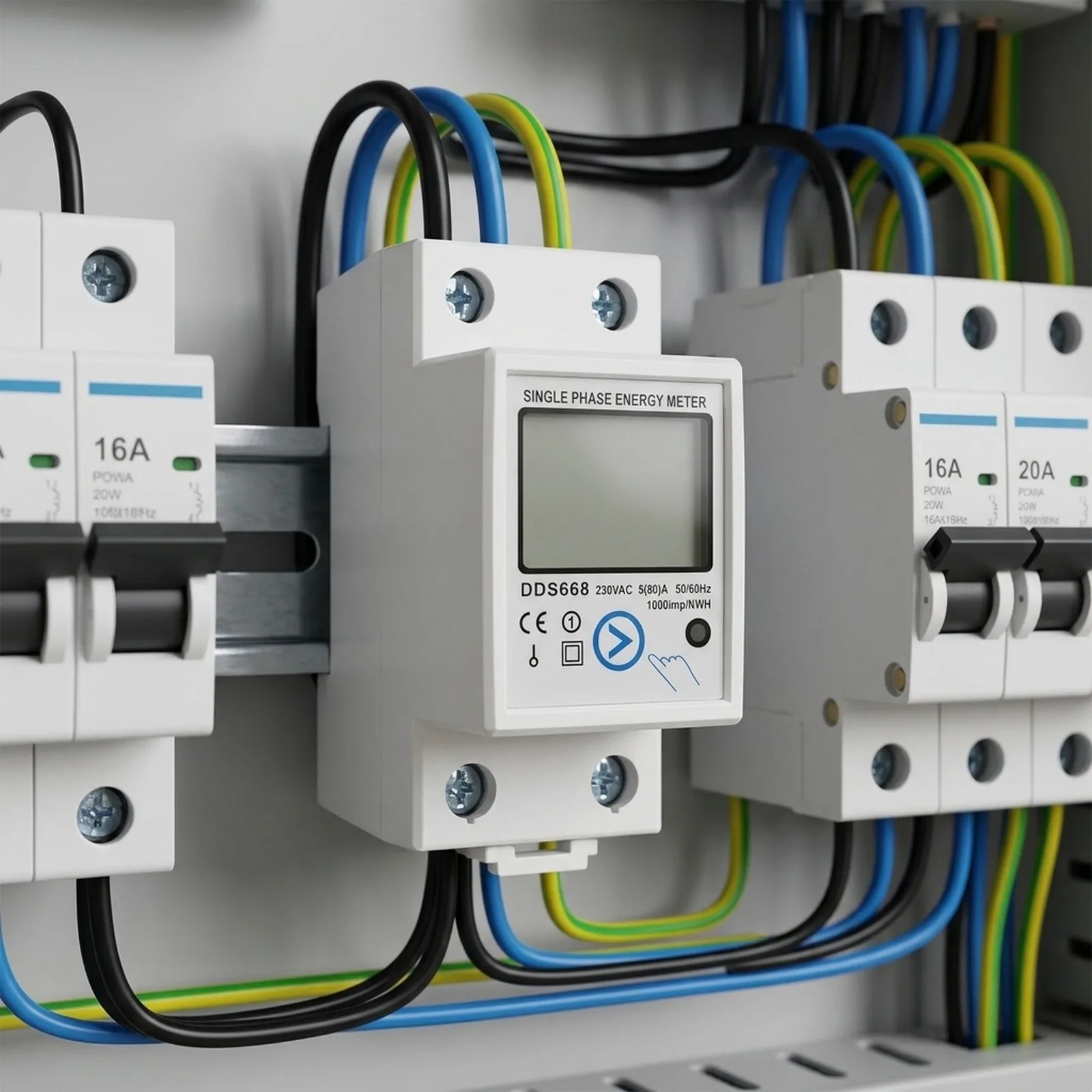 DDS668 Digital Energy Meter Rail Mounted Single Phase with for reset and Clear Feature for Reliable Power Consumption