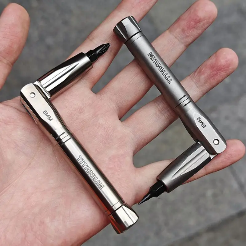 

Titanium Alloy L-shaped 6mm Screwdriver Thorn Wheel Folding Palm Screwdriver Edc Manual Tool 1/4 Inch