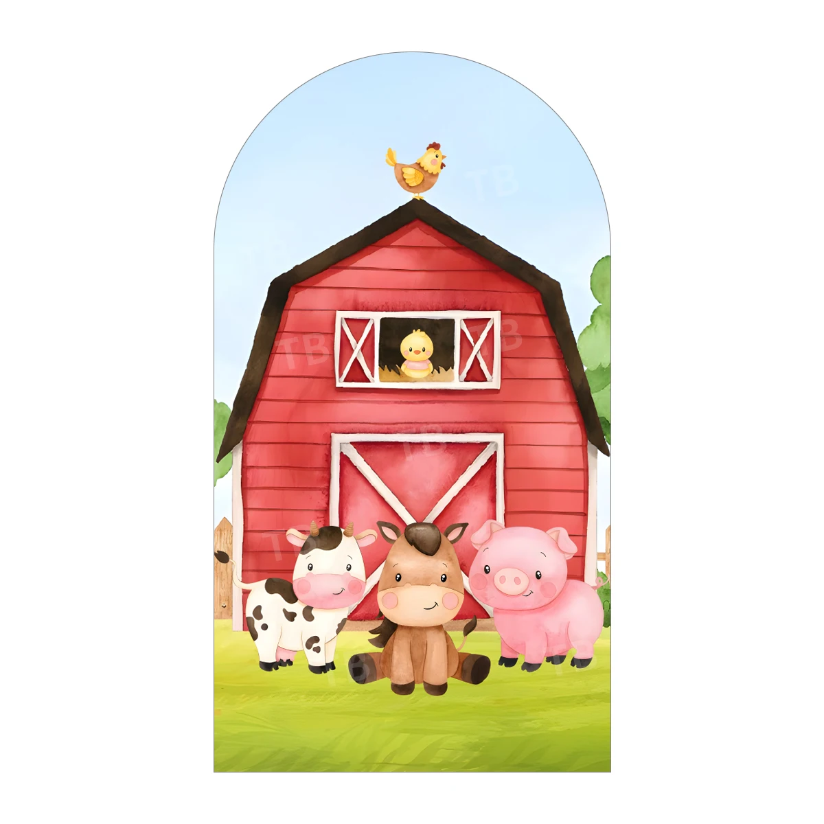 Farm Theme Arch Backdrop Cover Red Barn Animals Barnyard House Baby Shower Kids Party Decor Chiara Wall Photography Background
