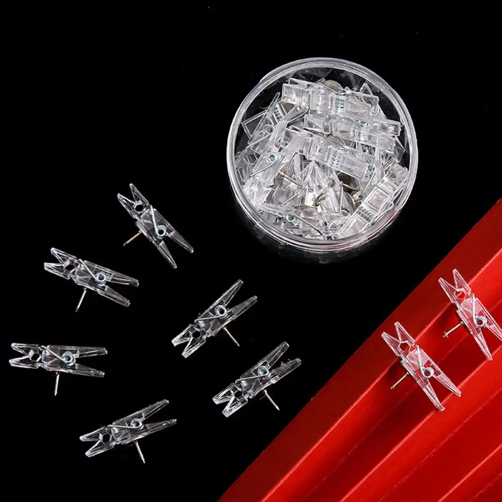 20Pcs/Box Mini Transparent Clip Thumbnails Portable Durable Button Nails Multifunctional Wear Resistant Transparent Pushpins
