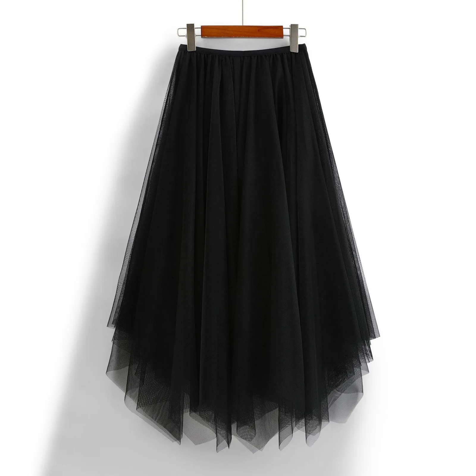 

Double Layer Gauze Skirts Women's Party Skirts A Line Tulle Skirt For Women High Waist Sheere Mesh Vintage Large Swing Skirts