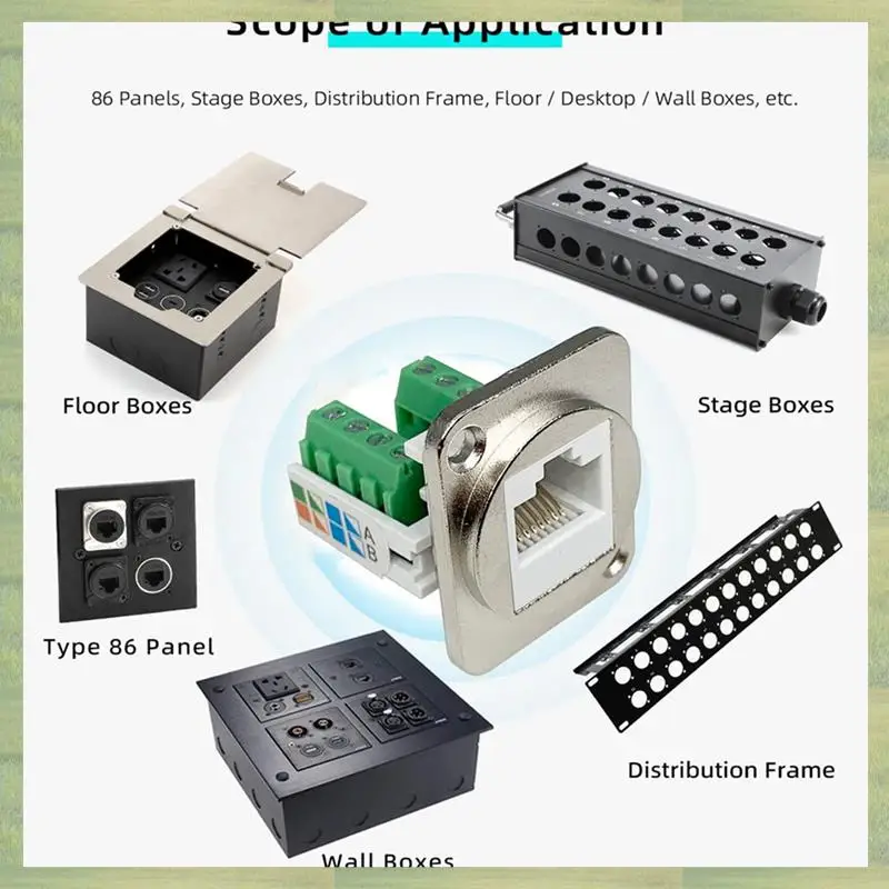 Adaptador de Terminal de tornillo de montaje en Panel N15R-2X RJ45, conector de montaje en Panel RJ45/8P8C, Terminal sin soldadura hembra RJ45 tipo D