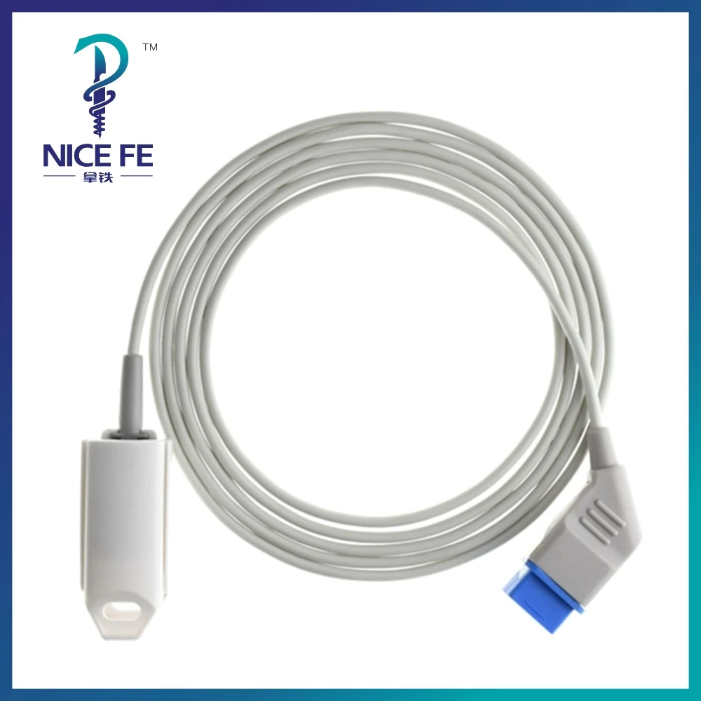 Reusable SPO2 Sensor Long Cable 2.5M Adult Child Neonate Finger Clip For NIHON KOHDEN,square14PIN