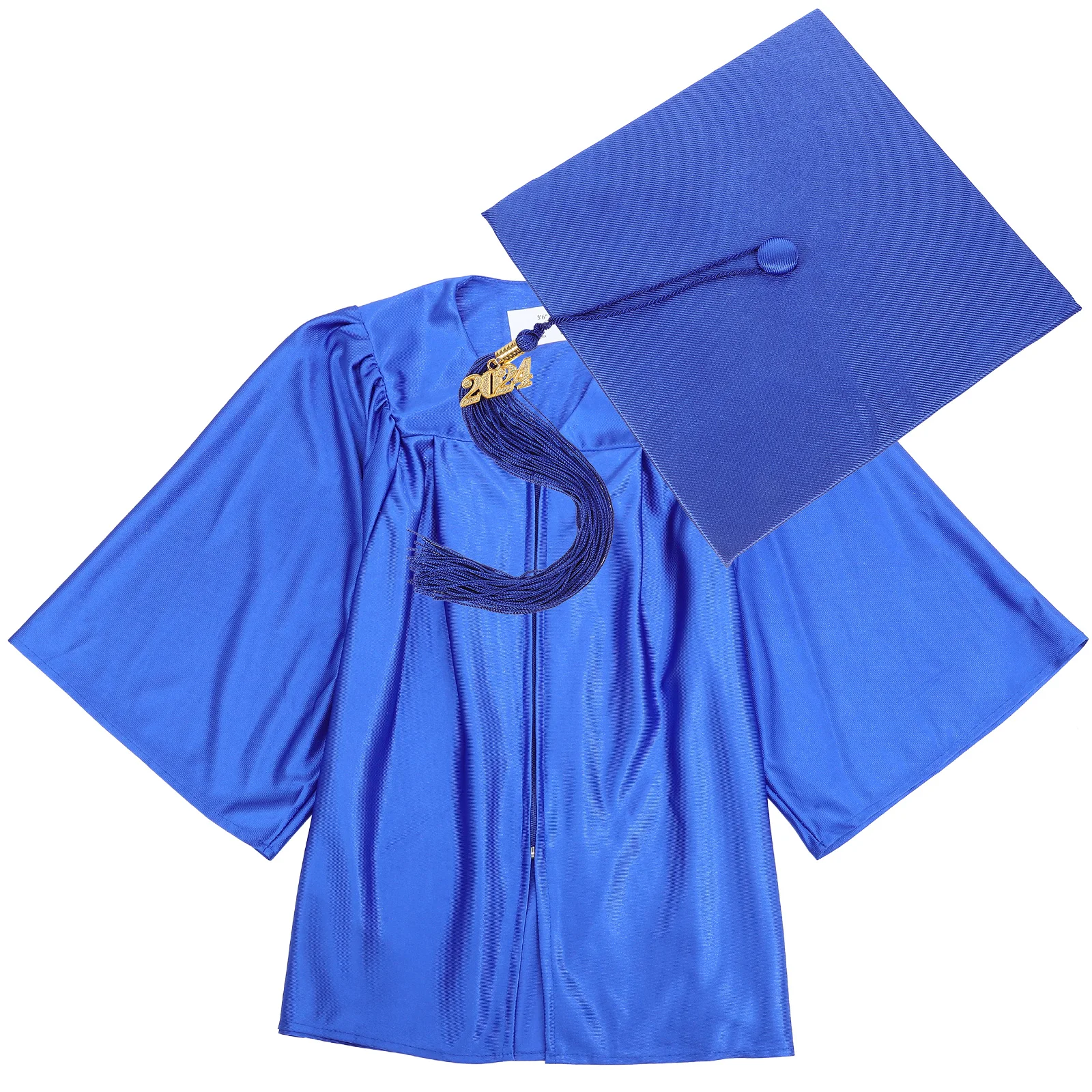 

1 set Cap Tassels 2024 Graduation Blue Gown Kids School Photography 2024 Adjustable Elastic Kids Graduation Gown Band