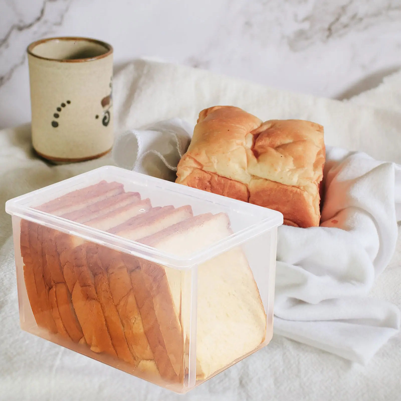 Clear Bread Container Airtight Kitchen Storage Box Home Sealed Fridge Fruit Holder Fresh Keep Food Container Toast Crisper