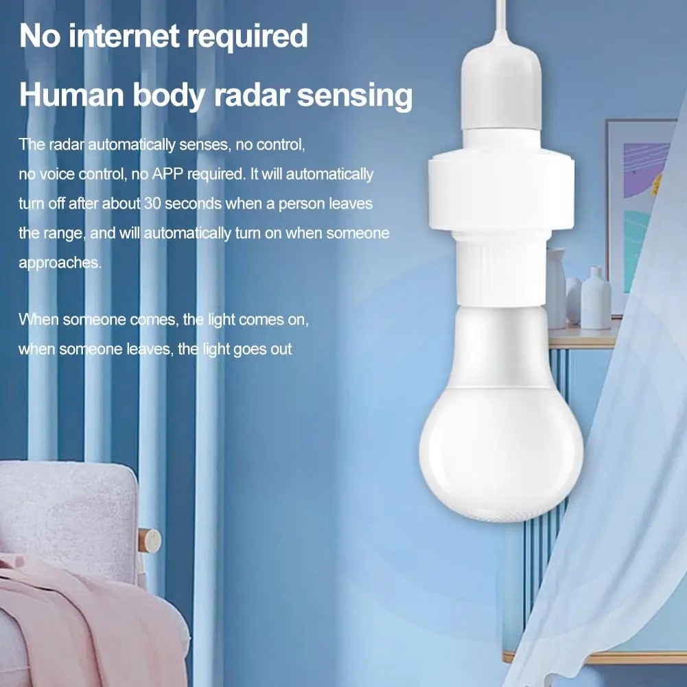 E27 Motion Sensor Lamp Base 85-265V Radar / PIR Human Induction Light Socket Adjustable Delay Time Switch For LED Night Lamp