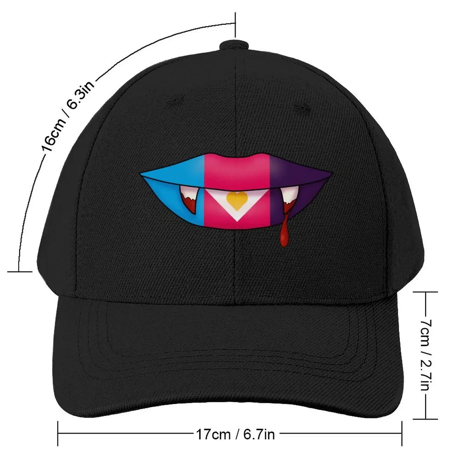 Vampire Polyamorous Pride Lips v1 Baseball Cap Icon Christmas Hat Trucker Cap Men Luxury Brand Women's