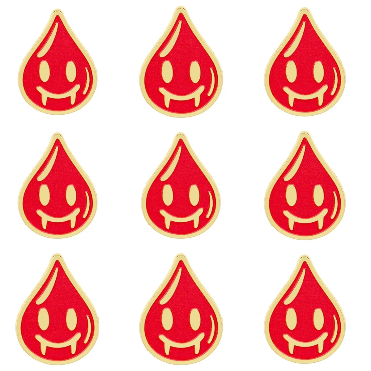 9pcs Vampire Blood Drop Enamel Lapel Pin Gothic Brooch Set Cartoon Metal Badge Jacket Backpack Decor Accessory Holiday Gifts