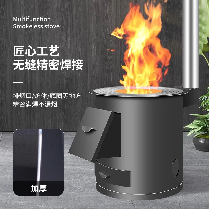 Firewood stove Firewood household stove Large iron pot table Rural countryside Smokeless indoor Thickened heating Mobile outdoor