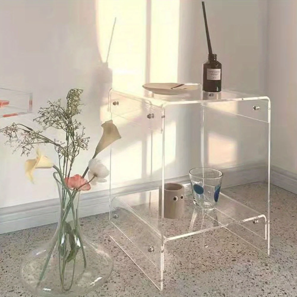 Acrylic transparent edge few Internet celebrities simple bedroom bedside table Nordic coffee table sofa few ins light luxury she image 2