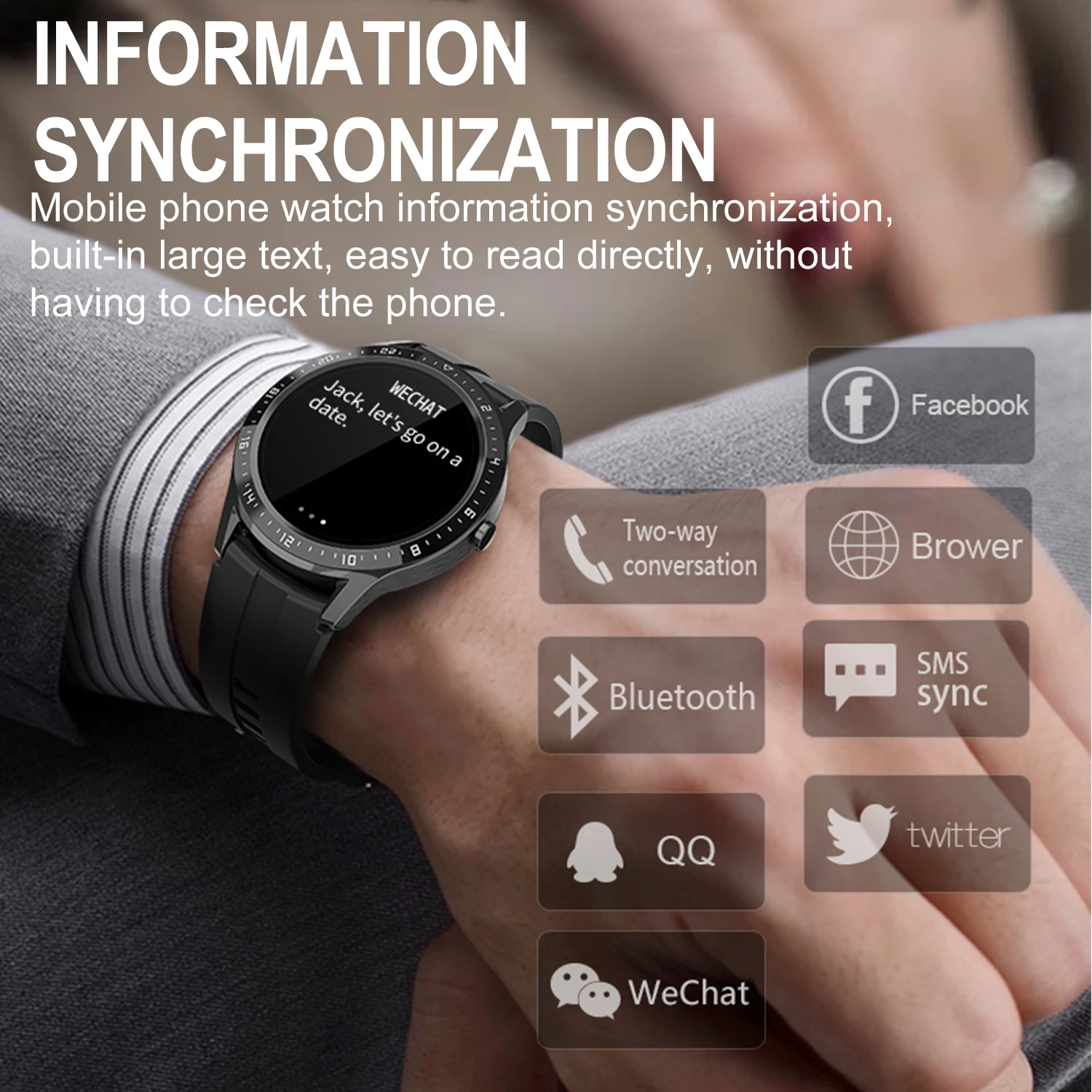 Sport Smart Watch Men Calling Message Reminder Heart Rate Sleep Monitor Step Count Silver Dark Gray IP67 Waterproof Smartwatch