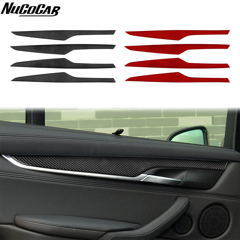 For BMW X5 F15 2014-2018 Carbon Fiber Front Rear Door Panel Trim strip Car Accessories Interior Decorative Stickers