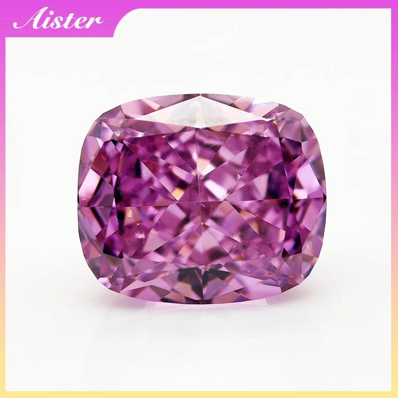 Now Fancy Purplish Pink Rectangle Cushion Crushed Ice Cut Cubic Zirconia High Carbon Diamond CZ 4K Cutting 5A+ Quality