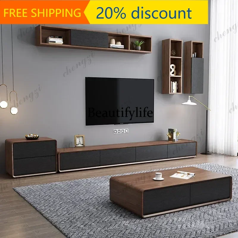 132 Custom Drawers Tv Cabinet European Minimalist Designer Black Tv Cabinet Modern Luxury Brown Muebles De Sala Furniture Home
