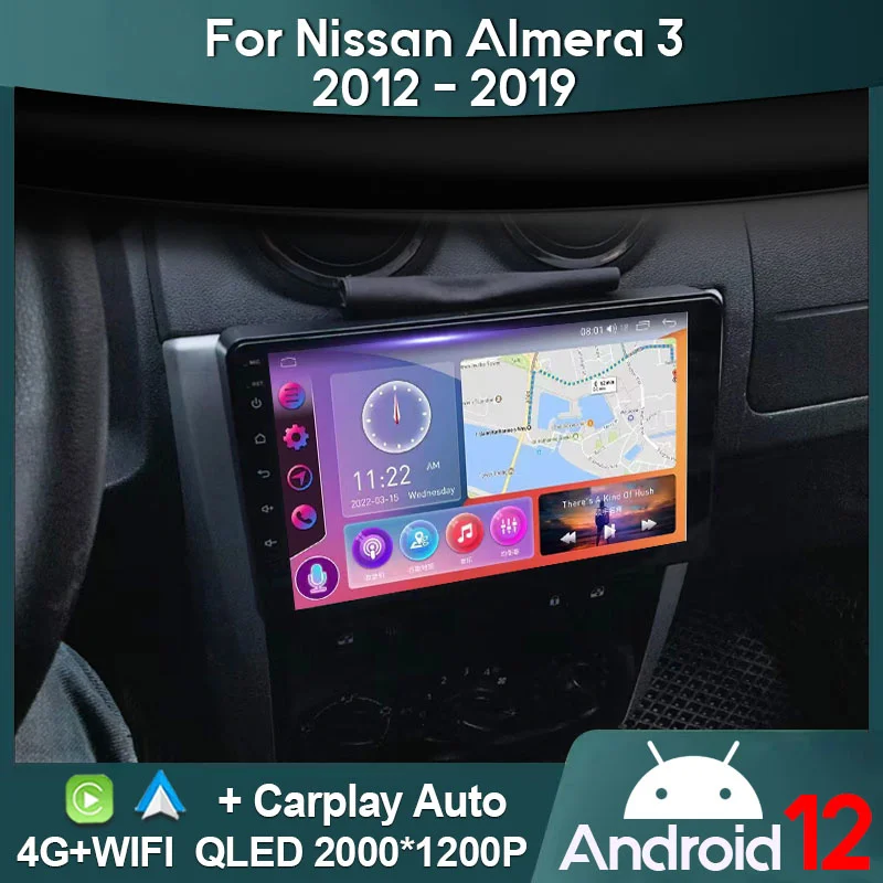 

MAMSM Car Radio For Nissan Almera 3 2012- 2019 LHD Android 12 Multimedia Video Player GPS 4G Carplay Autoradio 2K QLED Head Unit