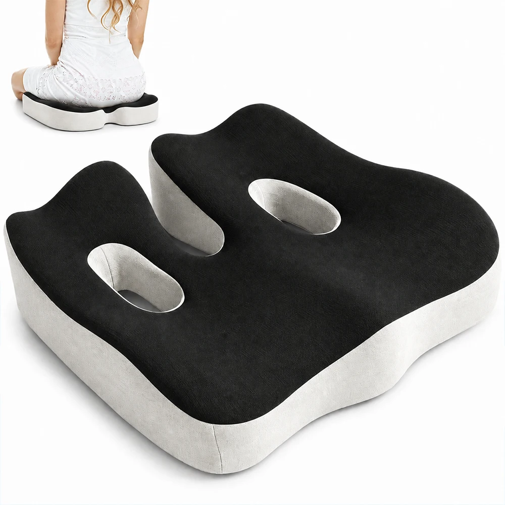 Universal Memory Foam Seat Cushion Porous Breathable Structure Anti-slip Bottom Prevents Heat Sweating Non-slip Seat Pad for Off