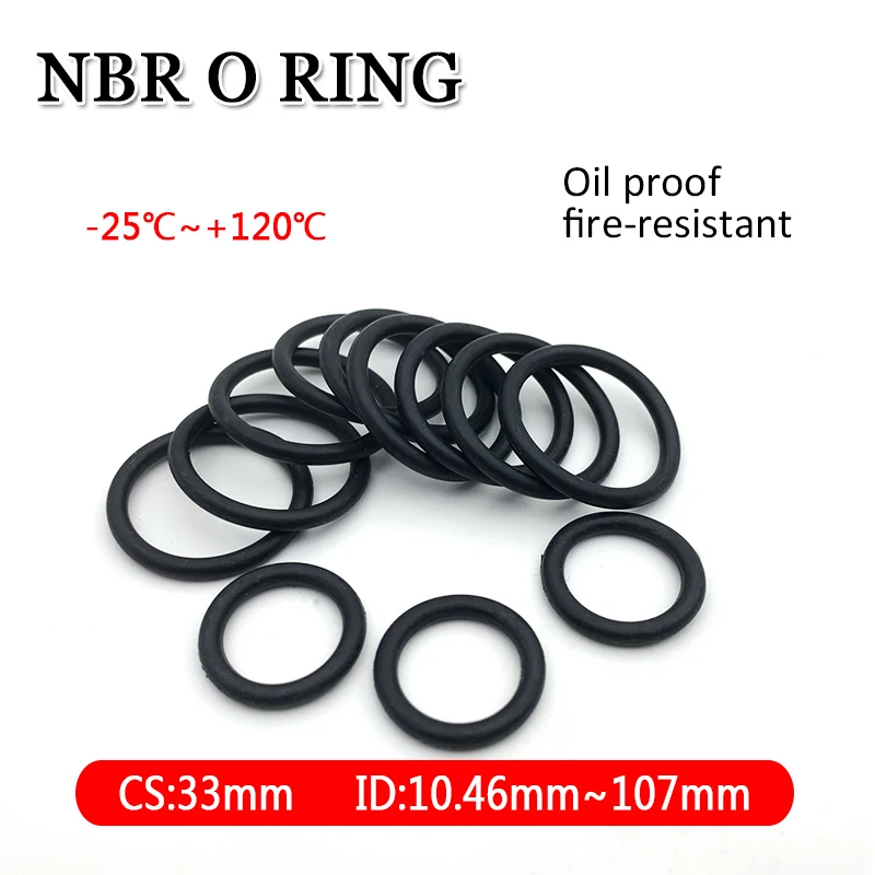 

10pcs NBR O Ring CS 5.33mm ID 10.46~107mm Automobile Nitrile Rubber Round O Type Washers Corrosion Oil Resistant Sealing Gaskets