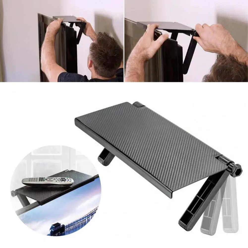 Storage Rack Wall Mounted Tv Rack with Router Storage Shelf Strong Load-bearing Design for Bedroom