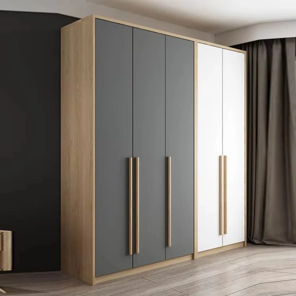 Modern Modular Double Sliding Door Wooden Wardrobe Adjustable Shelves Save Space Design Foldable DIY Assembly for Hotel Bedroom