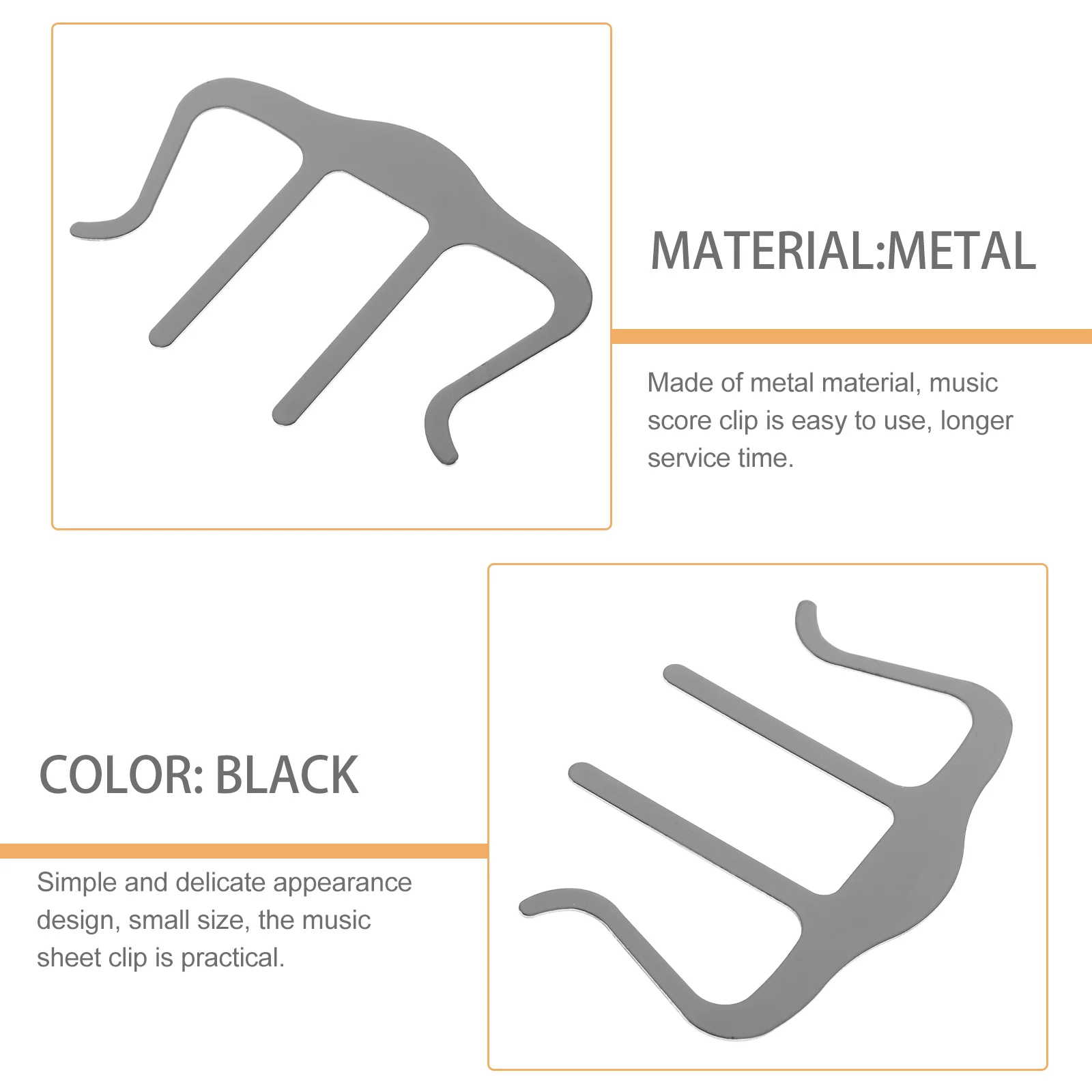 مشبك حامل الموسيقى الورقية، مشبك صفحة البيانو المعدني، وقت خدمة طويل لمشابك نقاط الموسيقى القراءة المريحة والمريحة #2