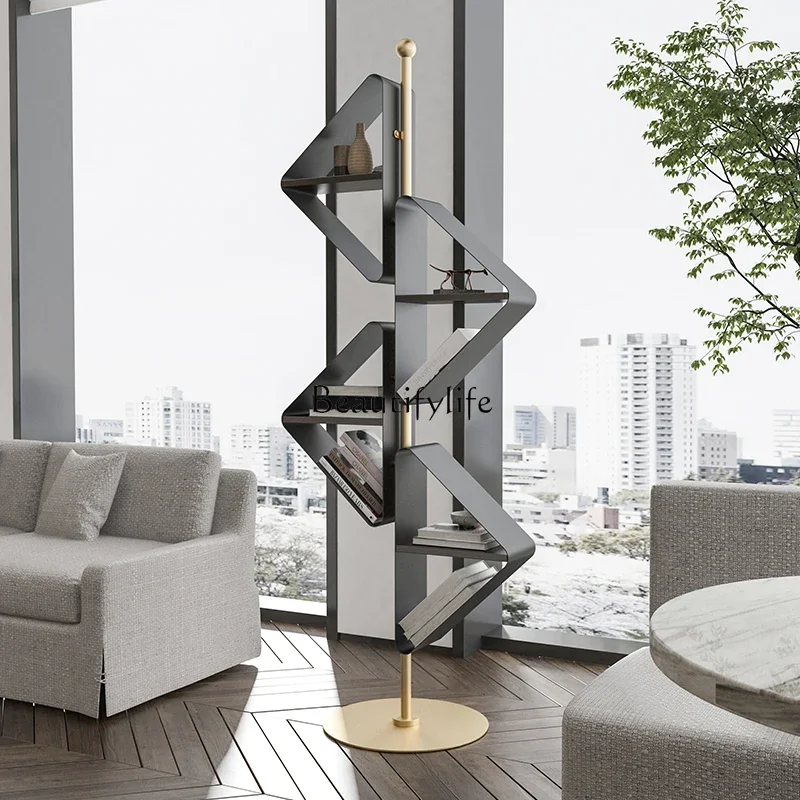 PCreative light luxury corner bookshelf floor-to-ceiling simple magazine display case storage screen partition