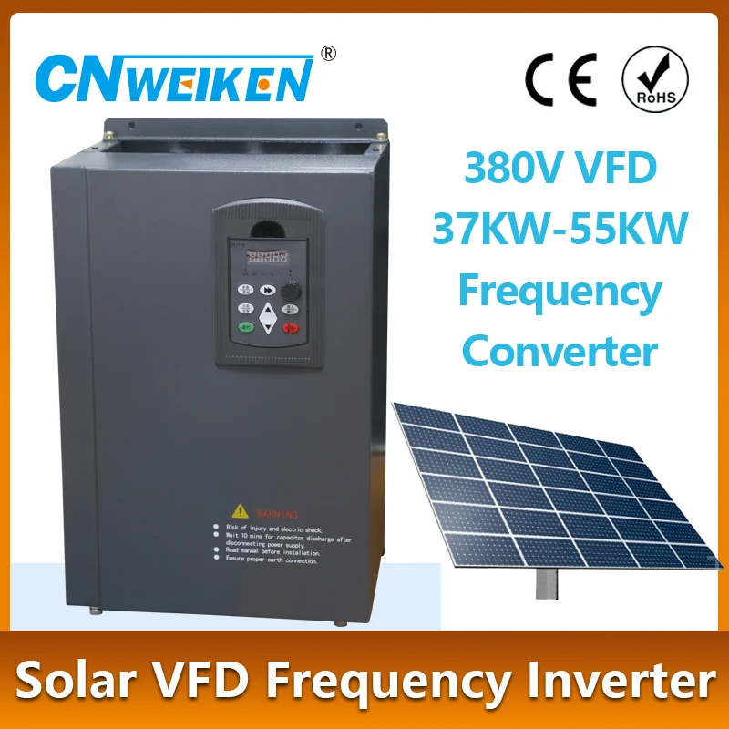 

Solar Frequency Converter DC to 380V 45KW/55KW Variable Frequency Drive 3 Phase Speed Controller Inverter Motor