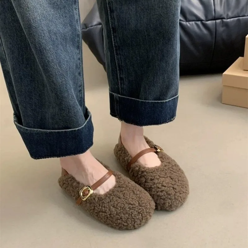 Winter Shoes Women Round Toe Slip-on Female Footwear Loafers Fur Casual Sneaker Autumn Modis Slip on Dress Moccasin New Fall