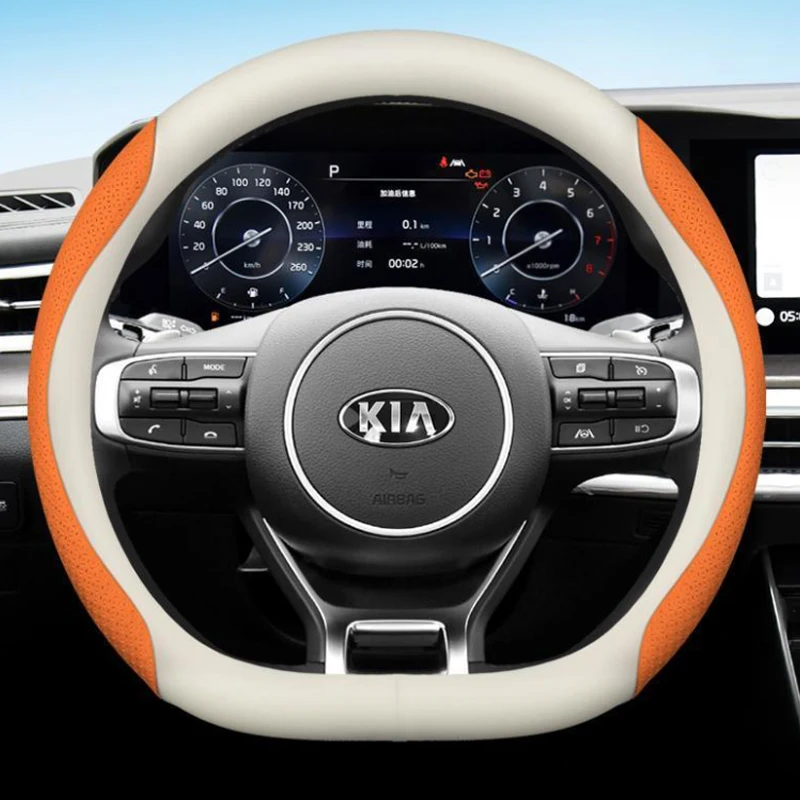 9Colors Leather Car Steering Wheel Cover for Kia Ceed Sportage Picanto Cerato Seltos Soul Rio 3 4 5  Non-slip Auto Accessories