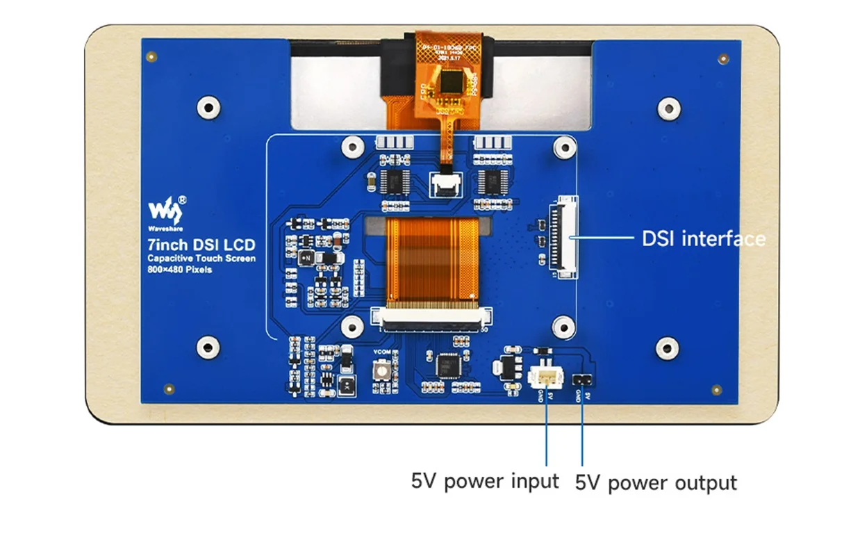 LCD DSI de 7 pulgadas (B), pantalla táctil capacitiva de 7 pulgadas, interfaz DSI, pantalla IPS, 800 × 480, táctil de 5 puntos, con estuche (opcional)
