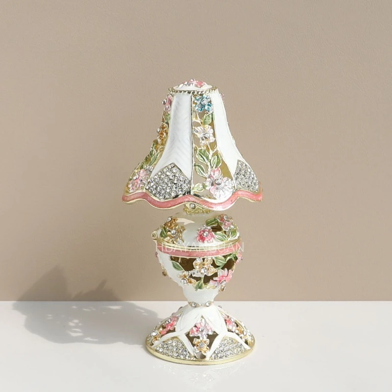 

European enamel color retro style light luxury table lamp decoration box alloy jewelry box creative ornaments