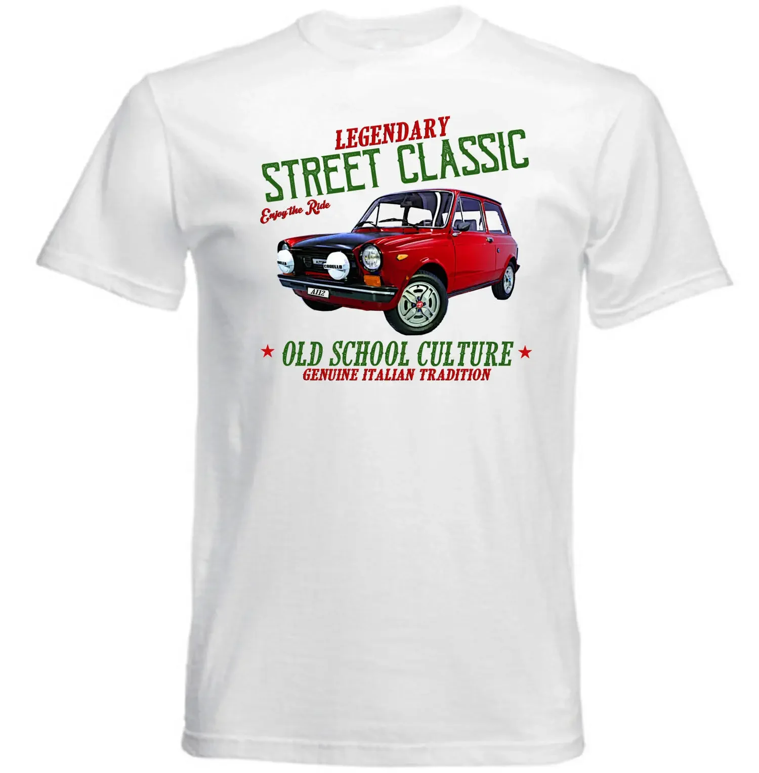 

VINTAGE ITALIAN CAR AUTOBIANCHI A112 ABARTH 1 - NEW COTTON T-SHIRT long sleeves