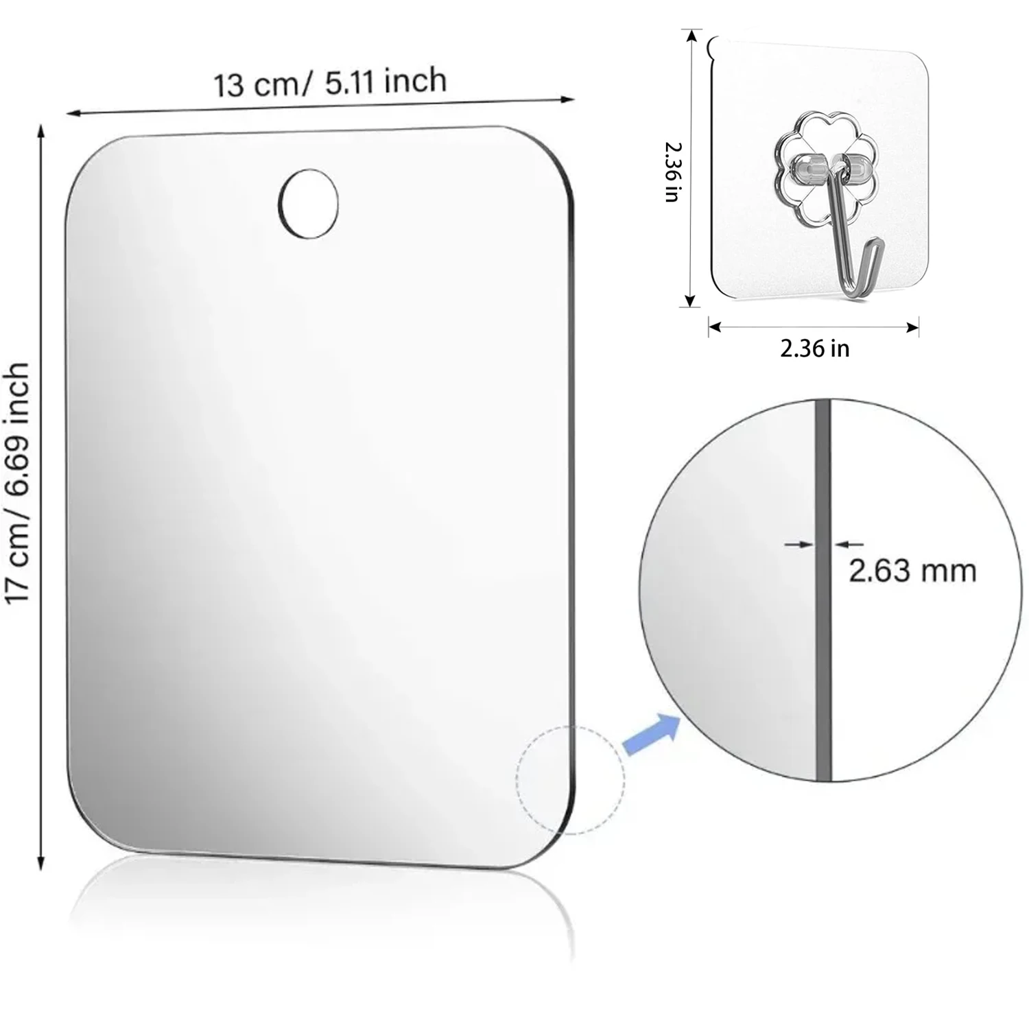1Pc Acrylic Mirror With Wall Suction Shower Mirror with Razor Holder For Man Shaving Women Makeup Portable Travel Bathroom