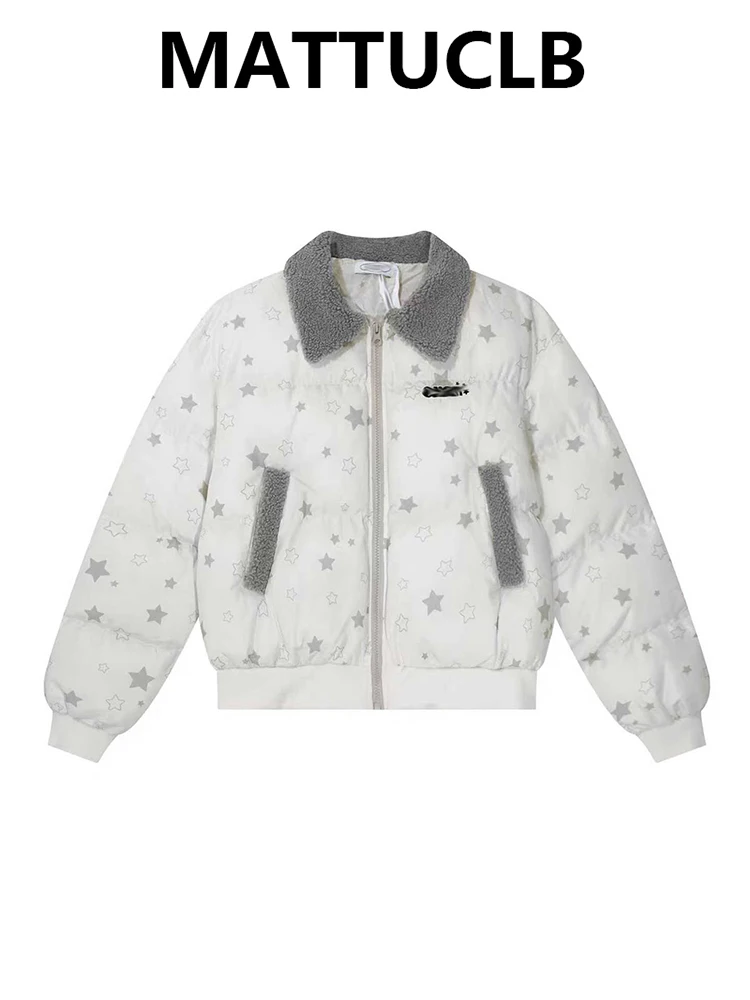 

Winter Women's Padded Jacket Korean Fashion 2000s Y2k American Retro Down Coat College Style Thick Outwear Tide Puffer Jacket