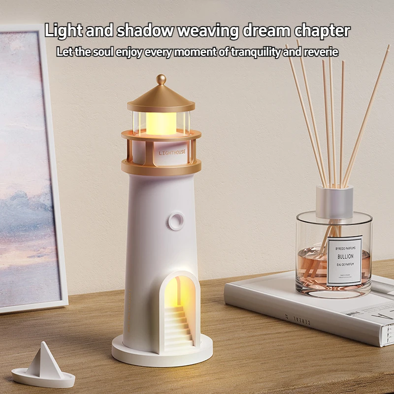 Moon Projection Light Lighthouse Motion Sensor Nightlights Remote Control Fake Candle Lamp Room Decoration Entryway Decor Lights