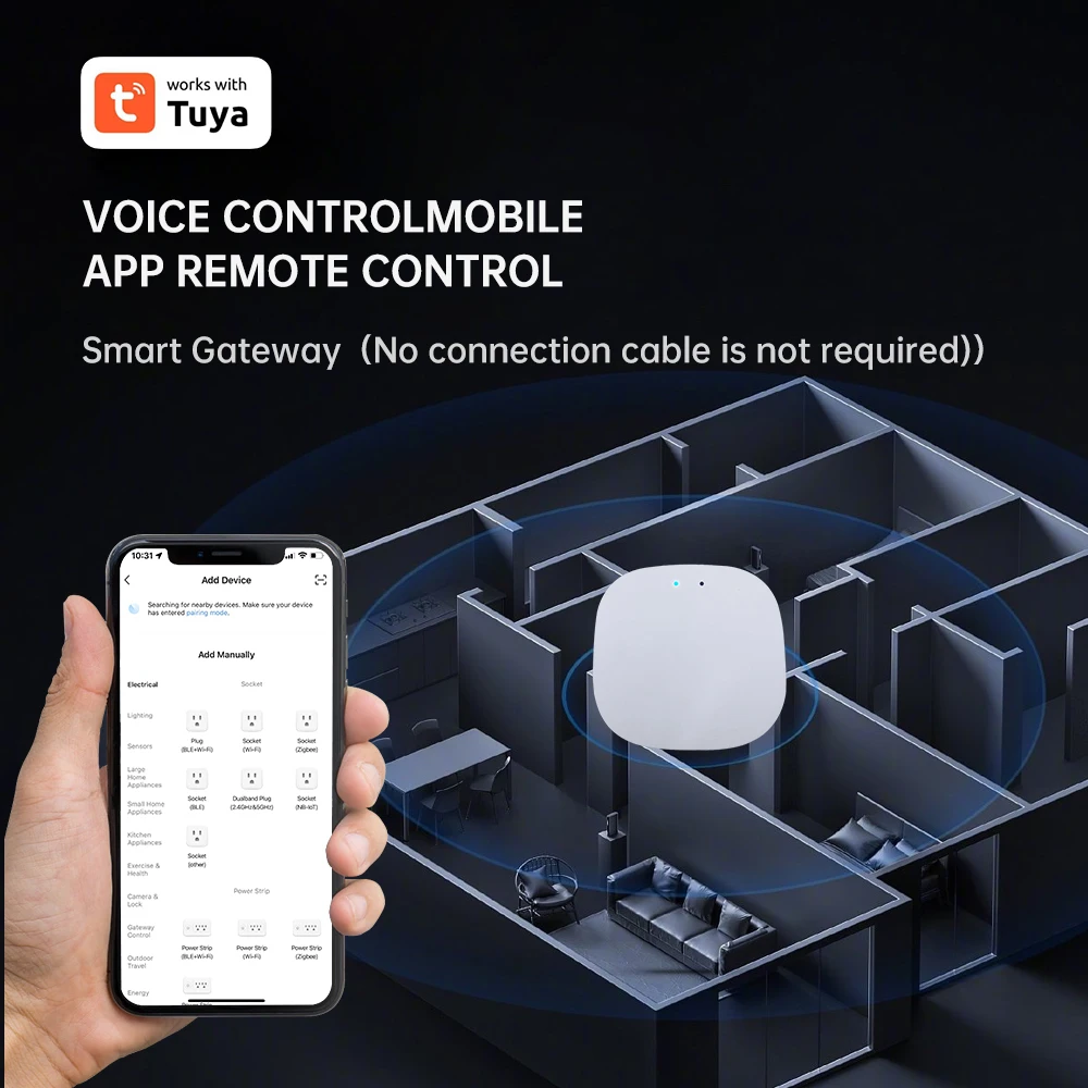 Smart Life APP Bluetooth Gateway Hub Tuya Smart SIG Mesh WiFi Remote Control Work with Alexa Google Home