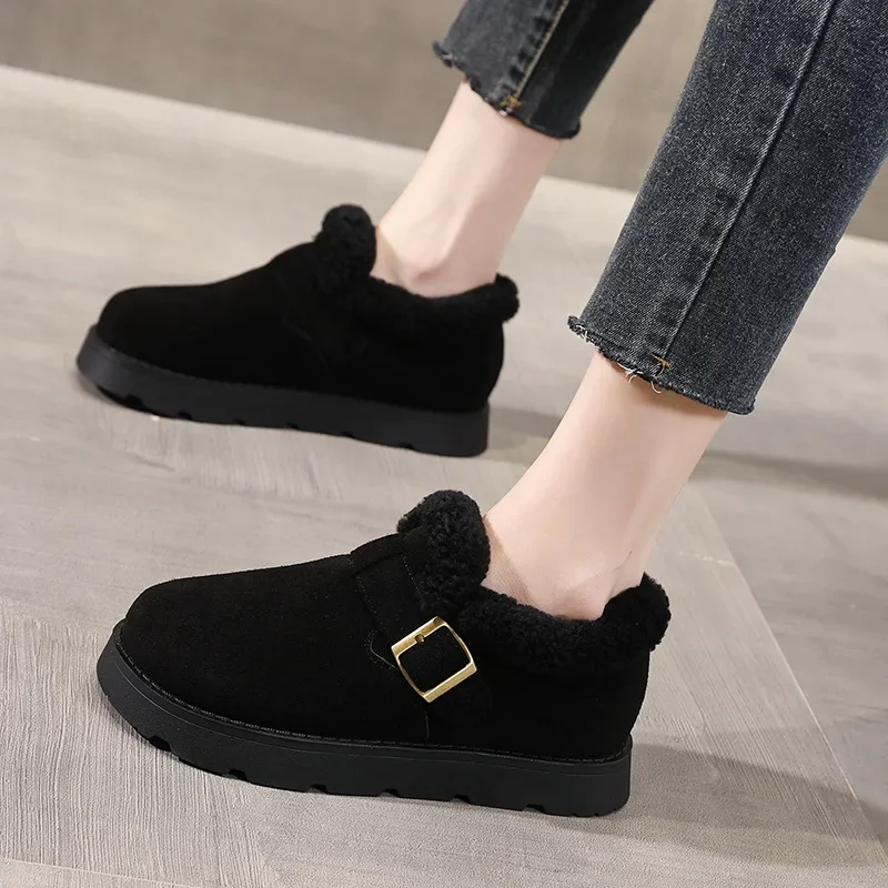 Women's wear 2024 new autumn and winter platform Birkenstocks fluffy cotton slippers snow boots plush bag head shoes