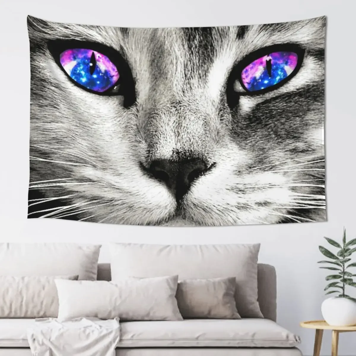 Galaxy Cat Eyes Tapestry Wall Coverings Wall Decoration Items Aesthetics For Room Tapestry