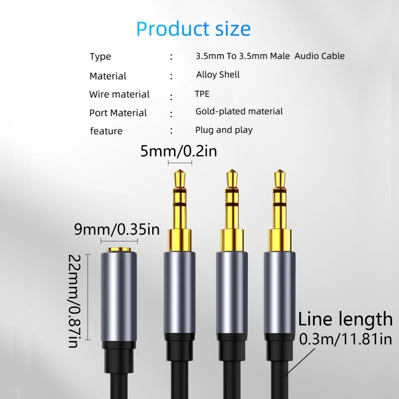 Cable de Audio de 3,5mm hembra a 3 puertos, 3,5mm macho/hembra a 3,5mm 3 puertos, 3,5mm hembra/3,5mm macho a 3 puertos, 3,5mm hembra