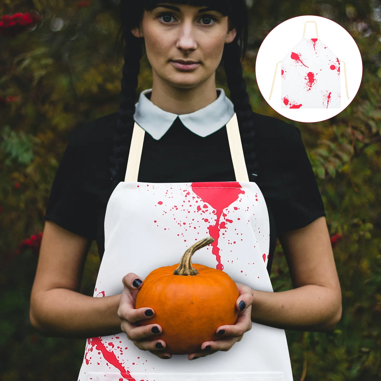 Halloween Bloody Horror Apron Adjustable Polyester Cooking Apron for Halloween Cosplay Carnival Decoration